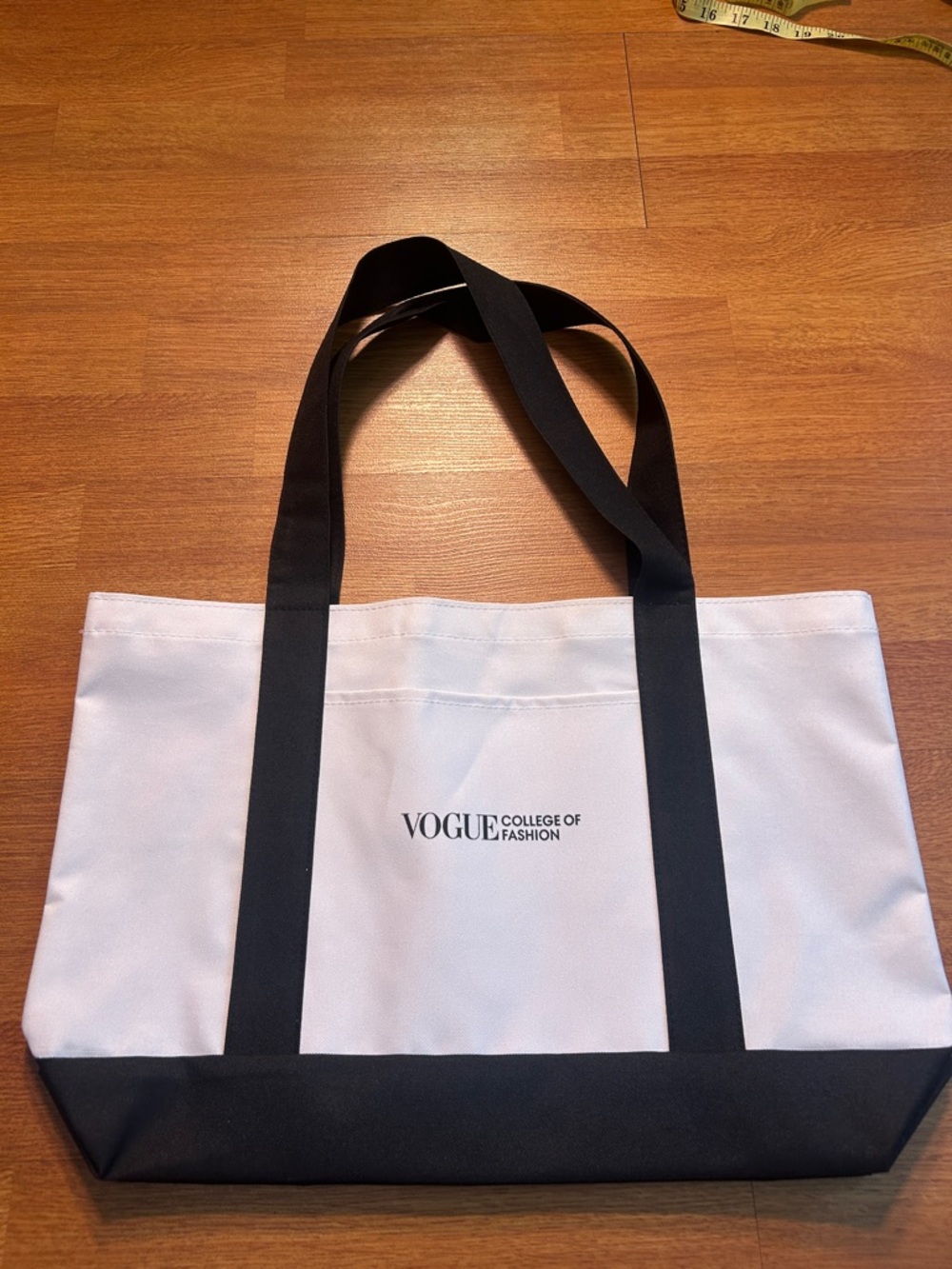 Vogue College of Fashion Logo Tote Bag in White and Black
